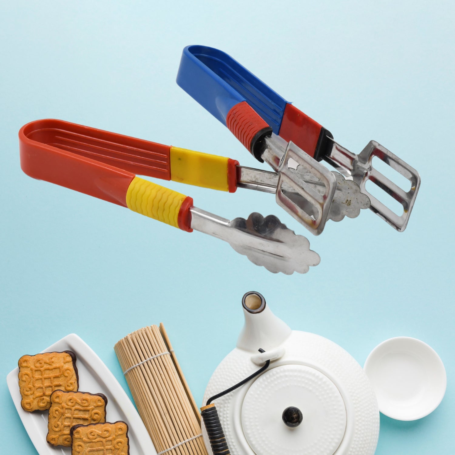 Stainless Steel Multipurpose Utility Tong / Serving Food Tongs / Tong for Kitchen and Bar / Frying, Clipping, Grilling Tong (2 Pcs Set) Stainless Steel Multipurpose Utility Tong / Serving Food Tongs / Tong for Kitchen and Bar / Frying, Clipping, Grilling Tong (2 Pcs Set)